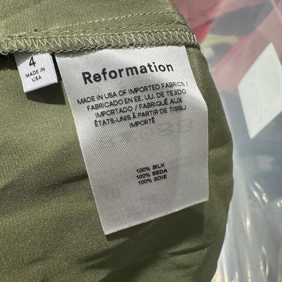 Reformation Oaklie Strap Silk Midi Slip Dress Sleeveless Artichoke Size 4 NWT - Picture 5 of 11